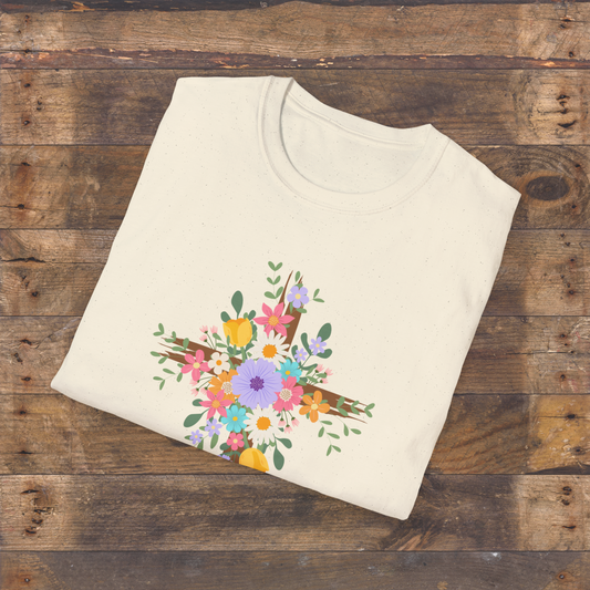 Floral and Vine Cross T-Shirt