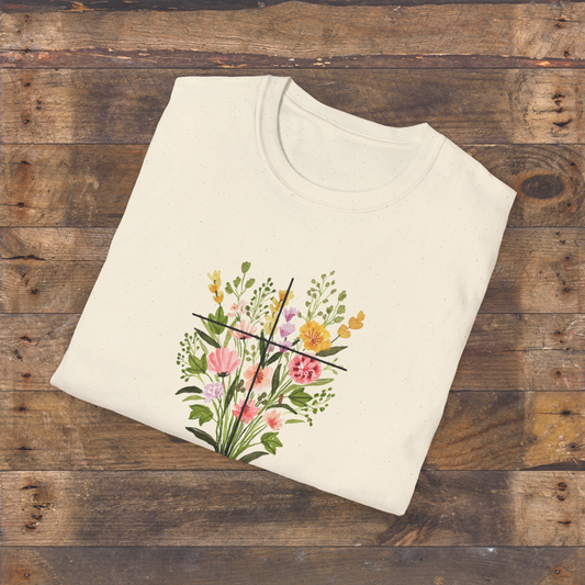 Love Won Floral Cross T-Shirt