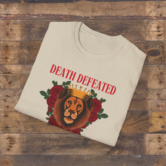 Death Defeated Lion and Roses T-shirt