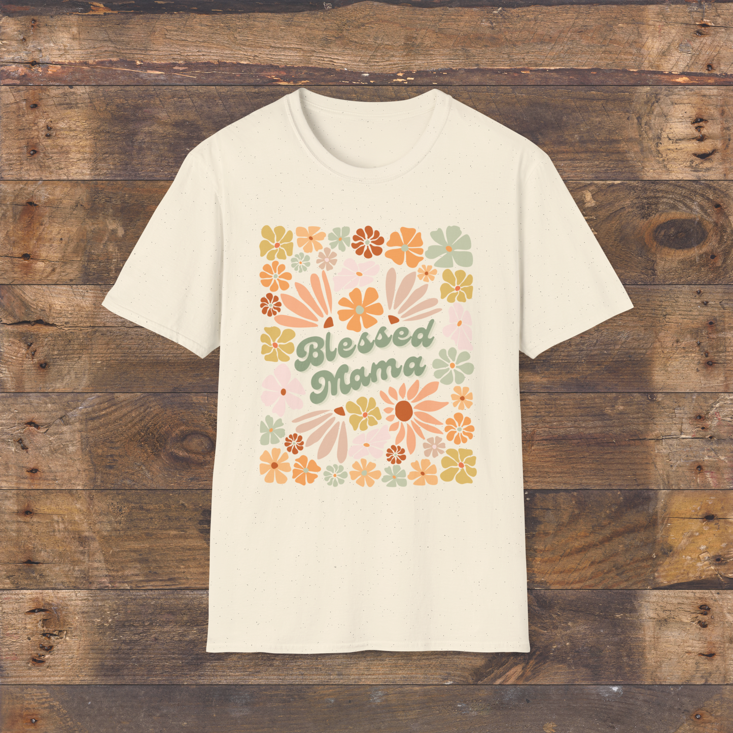 Blessed Mama Retro Floral T-Shirt