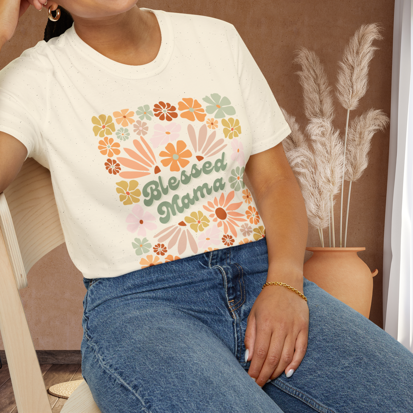 Blessed Mama Retro Floral T-Shirt