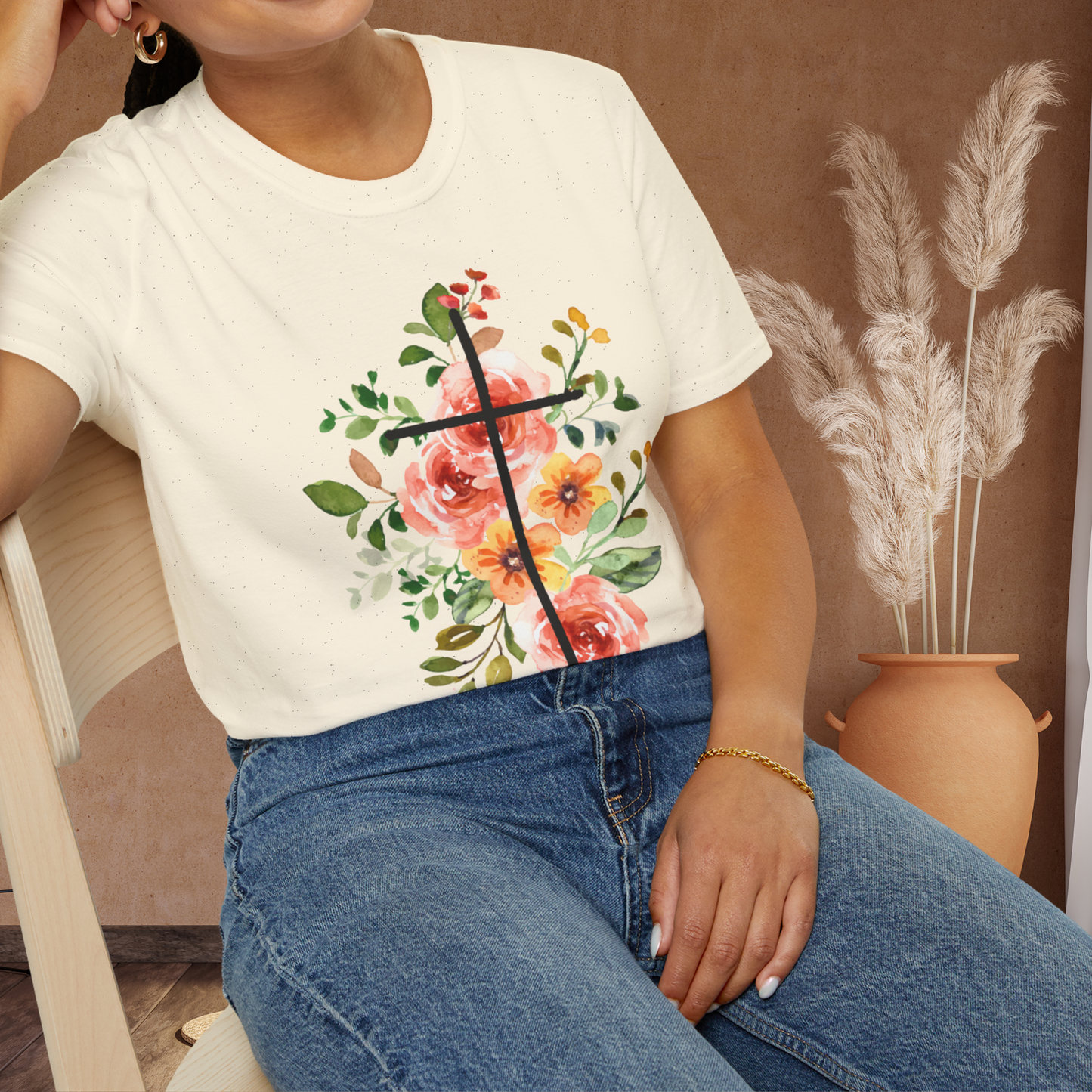 Spring Floral Cross T-Shirt