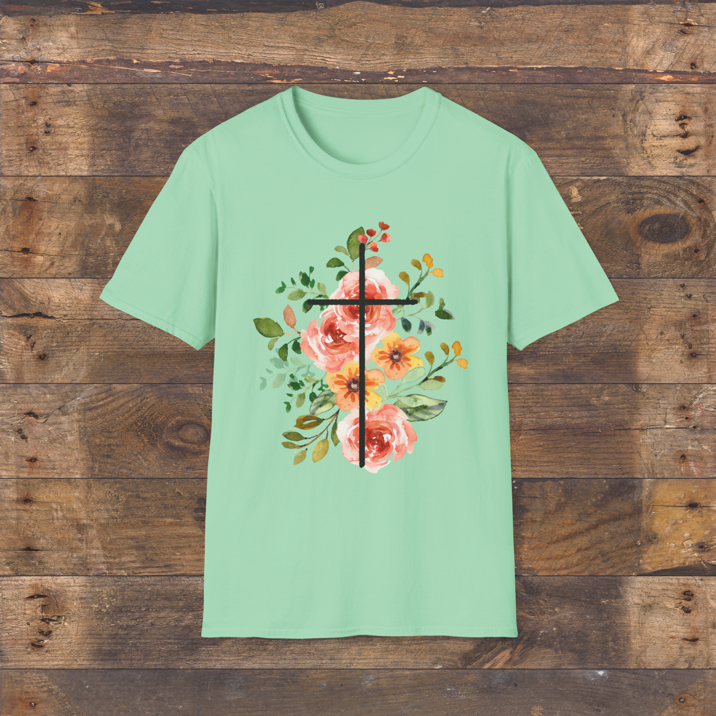 Spring Floral Cross T-Shirt