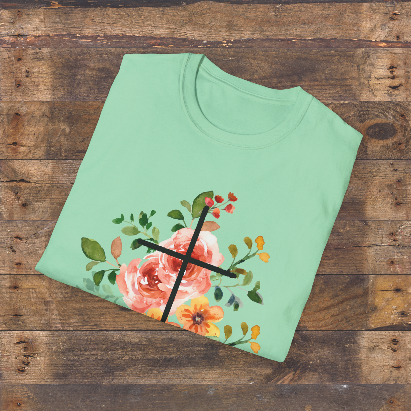 Spring Floral Cross T-Shirt