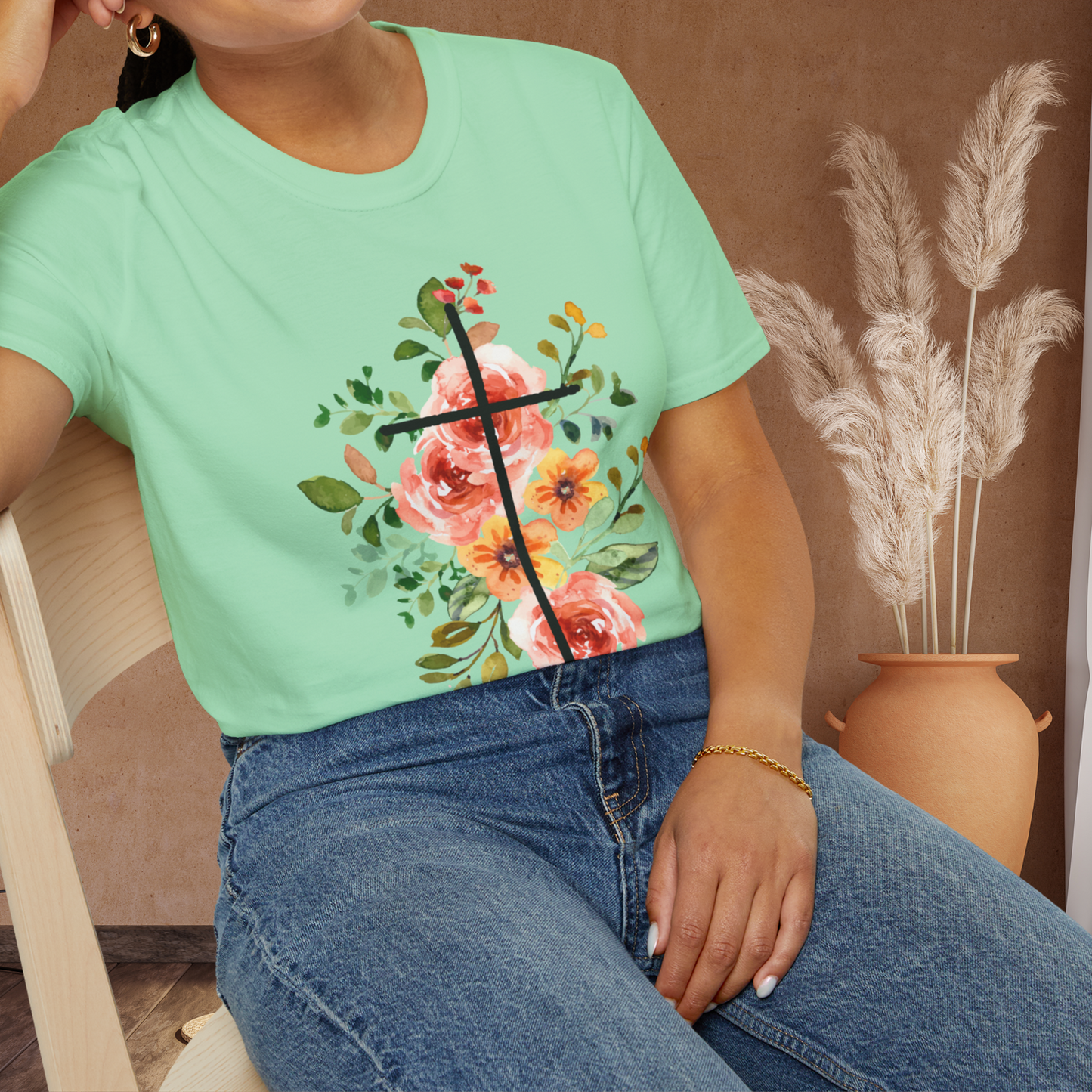 Spring Floral Cross T-Shirt