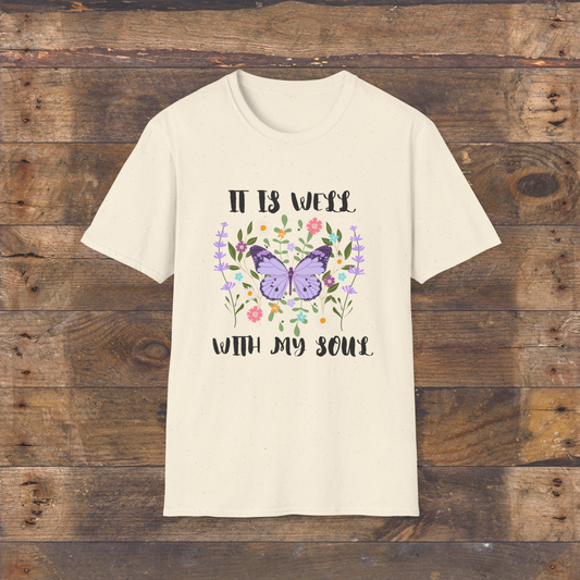 Spring Butterfly "It Is Well With My Soul" T-shirt